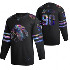 Chicago Blackhawks Trikot Tyler Johnson 90 2021-22 Schillerndes holografisches Schwarz Authentic - Herren
